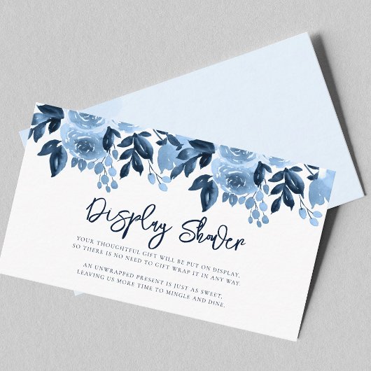 Dusty Blue Floral Waterverf Bridal Display Douche Informatiekaartje