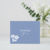 Dusty Blue | Floral Waterverf bruiloft Dank u Briefkaart (Staand voorkant)