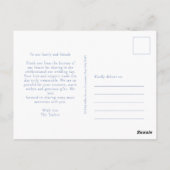 Dusty Blue | Floral Waterverf bruiloft Dank u Briefkaart (Achterkant)