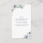 Dusty Blue Floral Waterverf Elegant Visitekaartje (Achterkant)