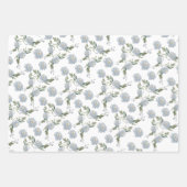 Dusty Blue Floral waterverf Inpakpapier Vel (Voorkant 3)