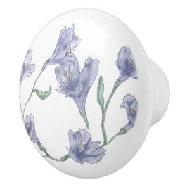 Dusty Blue Floral Waterverf Keramische Knop