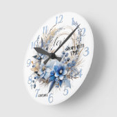 Dusty Blue Floral Waterverf Liefde Ronde Klok (Hoek)