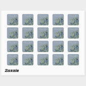 Dusty Blue Floral Waterverf Modern Script Wedding Vierkante Sticker (Vel)