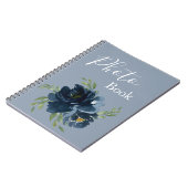 Dusty Blue Floral Waterverf Moderne Script Foto Notitieboek (Linkerzijde)