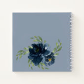 Dusty Blue Floral Waterverf Moderne Script Sketch Notitieboek (Achterkant)