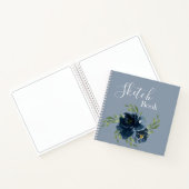 Dusty Blue Floral Waterverf Moderne Script Sketch Notitieboek (Binnen)