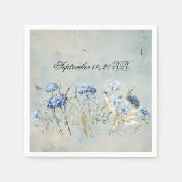 Dusty Blue Floral Waterverf Paper Napkins Servet