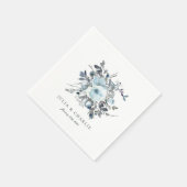 Dusty Blue Floral Waterverf Paper Napkins Servet (Hoek)