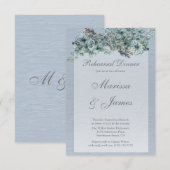 Dusty Blue Floral Waterverf Rehearsal Dinner Kaart (Voorkant / Achterkant)