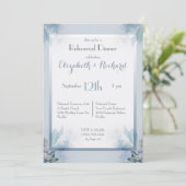 Dusty Blue Floral Waterverf Rehearsal Dinner Kaart (Staand voorkant)