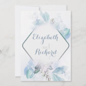 Dusty Blue Floral Waterverf Rehearsal Dinner Kaart (Achterkant)