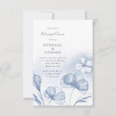 Dusty Blue Floral Waterverf repetitie diner Kaart (Voorkant)