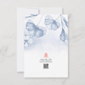 Dusty Blue Floral Waterverf repetitie diner Kaart (Achterkant)