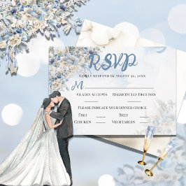 Dusty Blue Floral Waterverf RSVP Kaartje