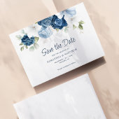 Dusty Blue Floral Waterverf Save the Date Notitiekaartje