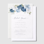 Dusty Blue Floral Waterverf Script Vrijgezellenfee Vellum Uitnodigingen (Offset)