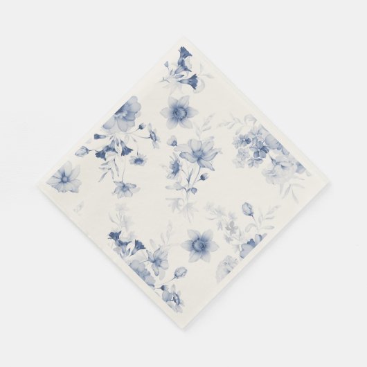 Dusty Blue Floral Waterverf Servet (Hoek)