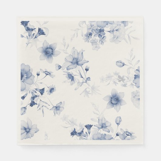 Dusty Blue Floral Waterverf Servet (Voorkant)