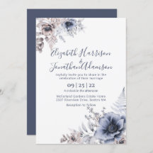 Dusty Blue Floral Waterverf| Slate Blue Wedding