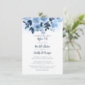 Dusty Blue Floral Waterverf Vrijgezellenfeest Kaart (Staand voorkant)