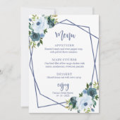 Dusty Blue Floral Waterverf Vrijgezellenfeest Menu Kaart (Voorkant)