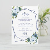 Dusty Blue Floral Waterverf Vrijgezellenfeest Menu Kaart (Staand voorkant)