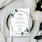 Dusty Blue Floral Waterverf Vrijgezellenfeest Menu Kaart