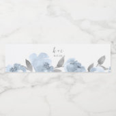 Dusty Blue Floral Waterverf Vrijgezellenfeest Waterfles Etiket (Enkel label)