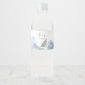 Dusty Blue Floral Waterverf Vrijgezellenfeest Waterfles Etiket (Voorkant)