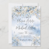 Dusty Blue Floral Waterverf Weddenschap Kaart (Voorkant)