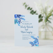 Dusty Blue Floral Waterverf Wedding Briefkaart (Staand voorkant)