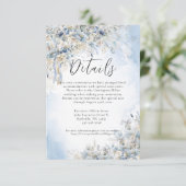Dusty Blue Floral Waterverf Wedding Informatiekaartje (Staand voorkant)