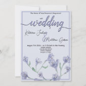 Dusty Blue Floral Waterverf Wedding Kaart (Voorkant)