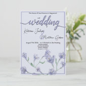 Dusty Blue Floral Waterverf Wedding Kaart (Staand voorkant)