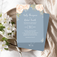 Dusty Blue Floral Waterverf Wedding