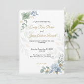 Dusty Blue Floral Waterverf Wedding Kaart (Staand voorkant)