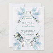Dusty Blue Floral Waterverf Wedding Kaart (Voorkant)