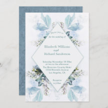 Dusty Blue Floral Waterverf Wedding