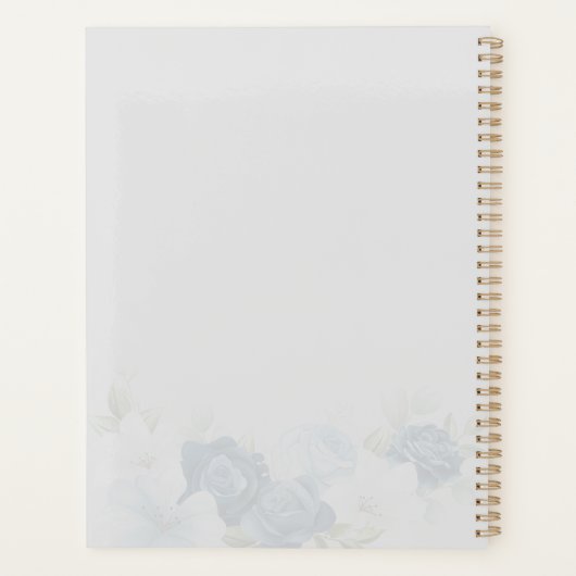 Dusty Blue Floral Waterverf Wedding Planner (Achterkant)
