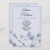Dusty Blue Floral Waterverf Wedding Programmakaart (Voorkant / Achterkant)