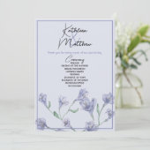 Dusty Blue Floral Waterverf Wedding Programmakaart (Staand voorkant)