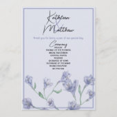 Dusty Blue Floral Waterverf Wedding Programmakaart (Voorkant)