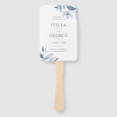 Dusty Blue Floral Waterverf Wedding Programme Fan Handwaaier (Voorkant)