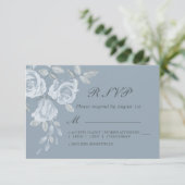 Dusty Blue Floral Waterverf Wedding RSVP (Staand voorkant)