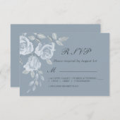 Dusty Blue Floral Waterverf Wedding RSVP (Voorkant / Achterkant)