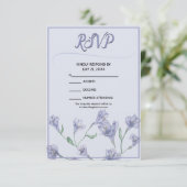 Dusty Blue Floral Waterverf Wedding RSVP Kaartje (Staand voorkant)