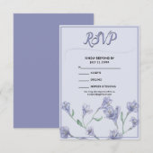 Dusty Blue Floral Waterverf Wedding RSVP Kaartje (Voorkant / Achterkant)