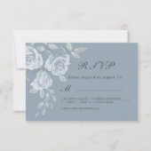 Dusty Blue Floral Waterverf Wedding RSVP Kaartje (Voorkant)