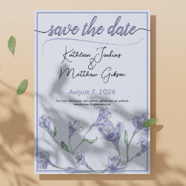 Dusty Blue Floral Waterverf Wedding Save The Date